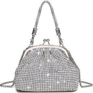 Women A2-Silver Rhinestone Purse Sparkly Evening Glitter Shoulder Bags for Party